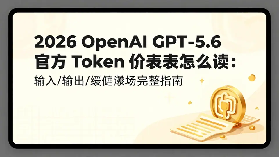 封面:2026 OpenAI GPT-5.6 官方 Token 价表怎么读:输入/输出/缓存字段完整指南