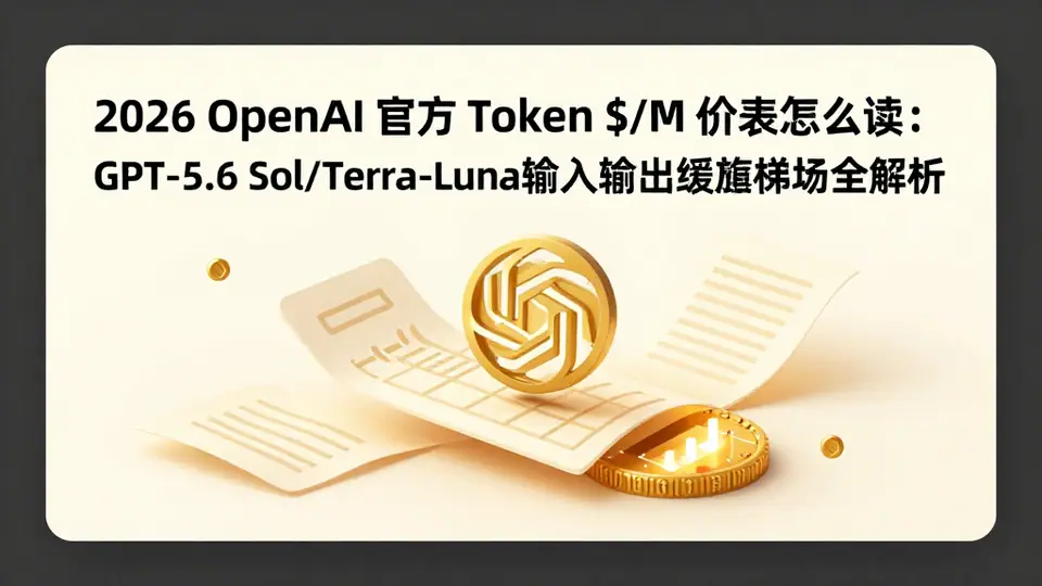 封面:2026 OpenAI 官方 Token $/M 价表怎么读:GPT-5.6 Sol/Terra/Luna 输入输出缓存字段全解析
