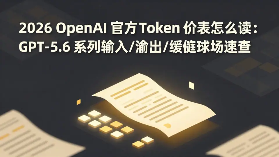 封面:2026 OpenAI 官方 Token 价表怎么读:GPT-5.6 系列输入/输出/缓存字段速查