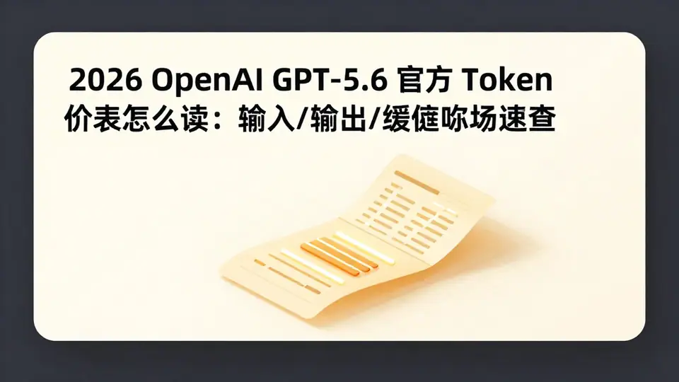封面:2026 OpenAI GPT-5.6 官方 Token 价表怎么读:输入/输出/缓存字段速查