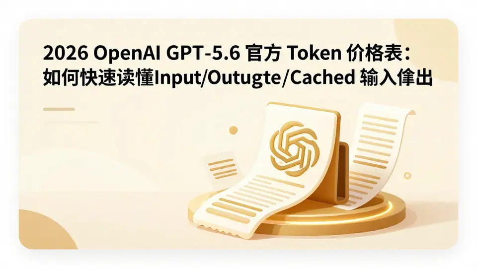 封面:2026 OpenAI GPT-5.6 官方 Token 价格表:如何快速读懂 Input/Output/Cached 输入输出
