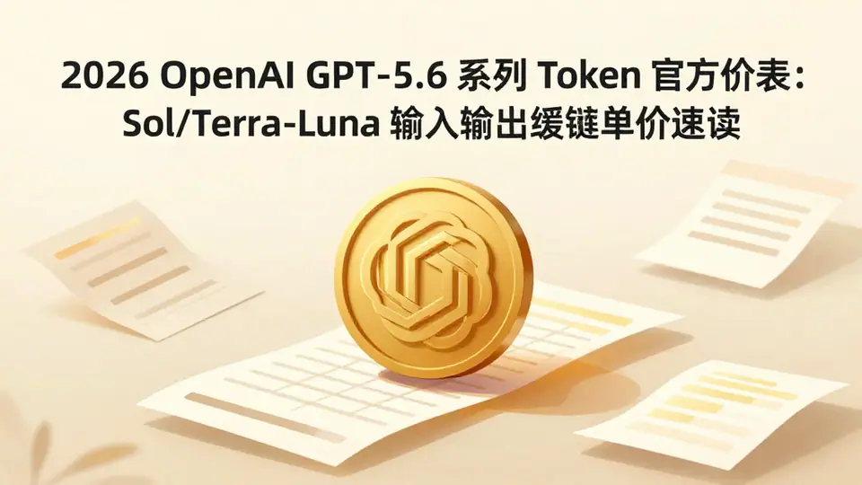 封面:2026 OpenAI GPT-5.6 系列 Token 官方价表:Sol/Terra/Luna 输入输出缓存单价速读