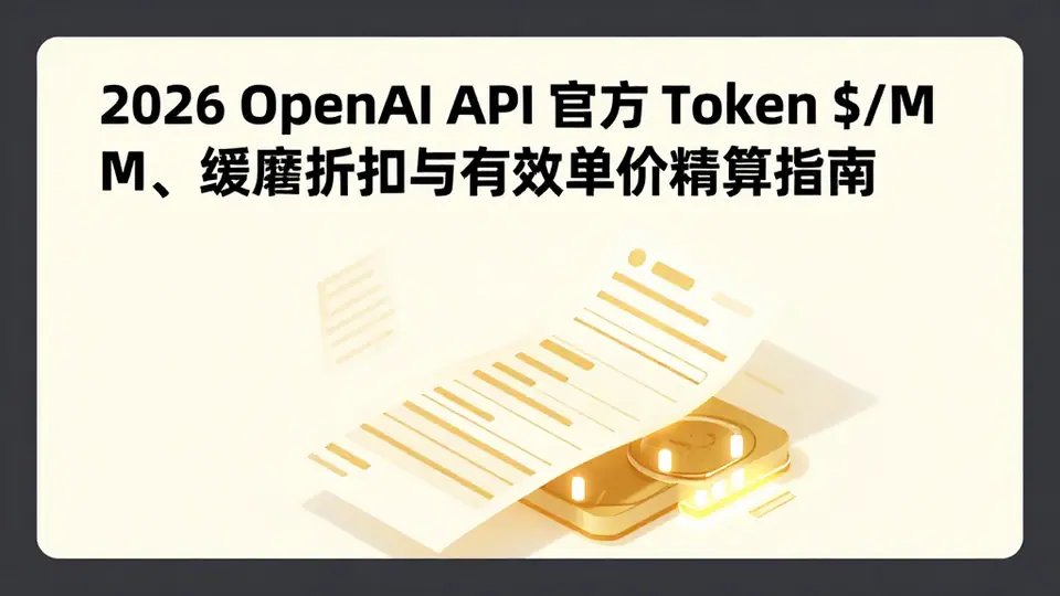 封面:2026 OpenAI API 官方 Token $/M、缓存折扣与有效单价精算指南