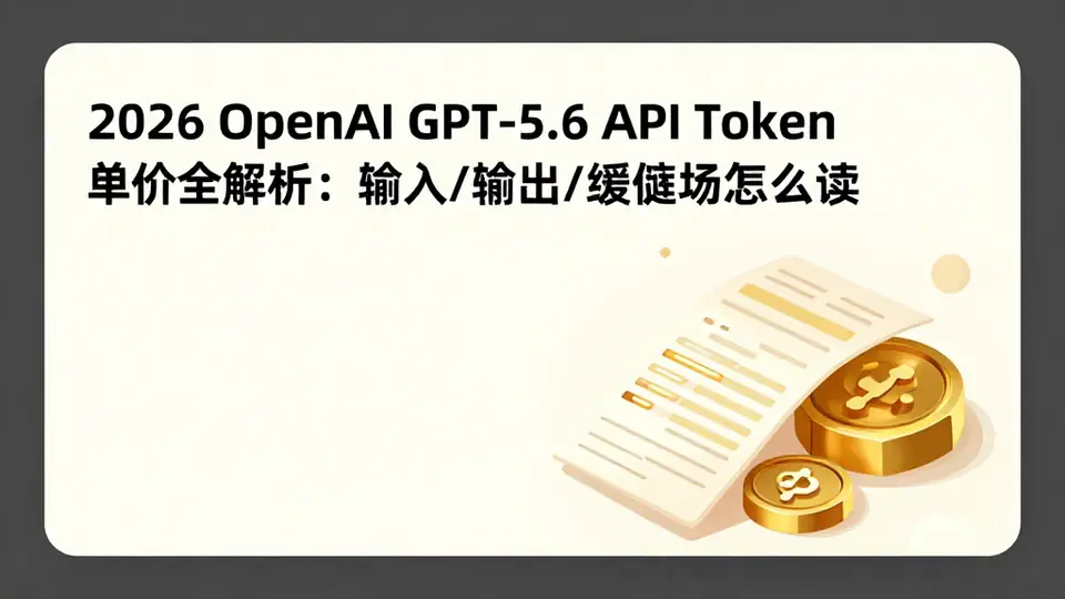 封面:2026 OpenAI GPT-5.6 API Token 单价全解析:输入/输出/缓存字段怎么读