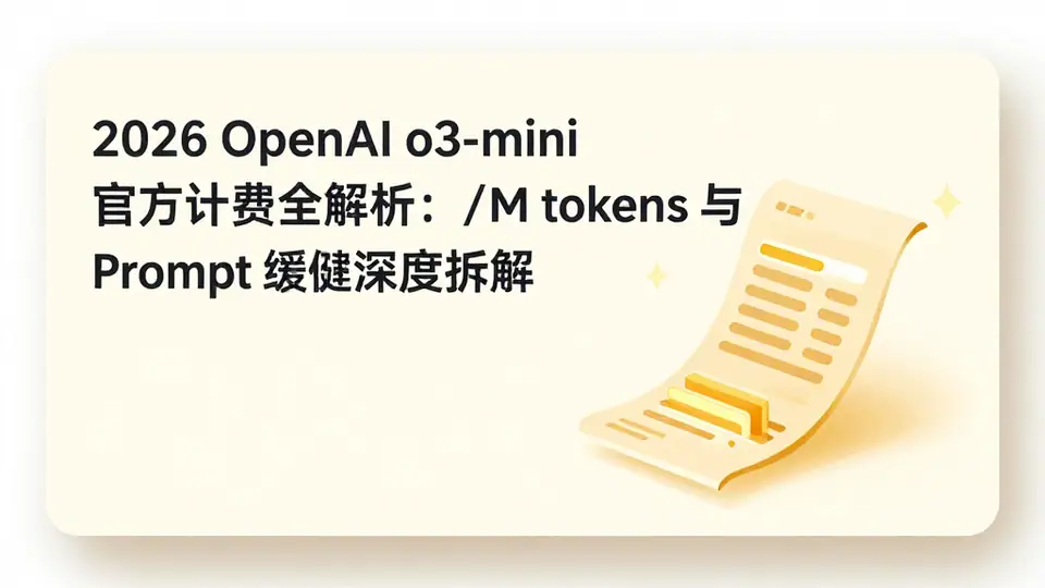 封面:2026 OpenAI o3-mini 官方计费全解析:$/M tokens 与 Prompt 缓存深度拆解