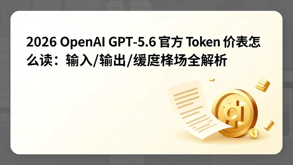封面:2026 OpenAI GPT-5.6 官方 Token 价表怎么读:输入/输出/缓存字段全解析