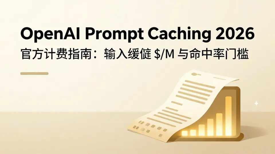 封面:OpenAI Prompt Caching 2026 官方计费指南:输入缓存 $/M 与命中率门槛