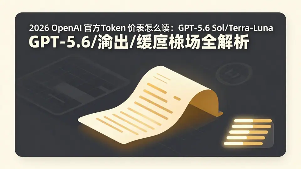 封面:2026 OpenAI 官方 Token 价表怎么读:GPT-5.6 Sol/Terra/Luna 输入/输出/缓存字段全解析