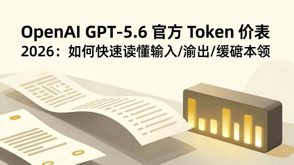 封面:OpenAI GPT-5.6 官方 Token 价表 2026:如何快速读懂输入/输出/缓存字段