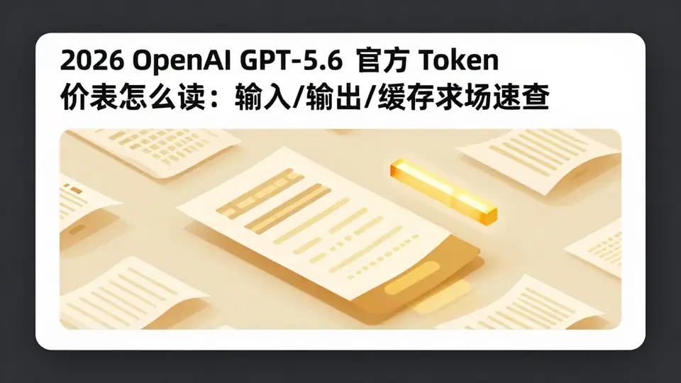 封面:2026 OpenAI GPT-5.6 官方 Token 价表怎么读:输入/输出/缓存字段速查