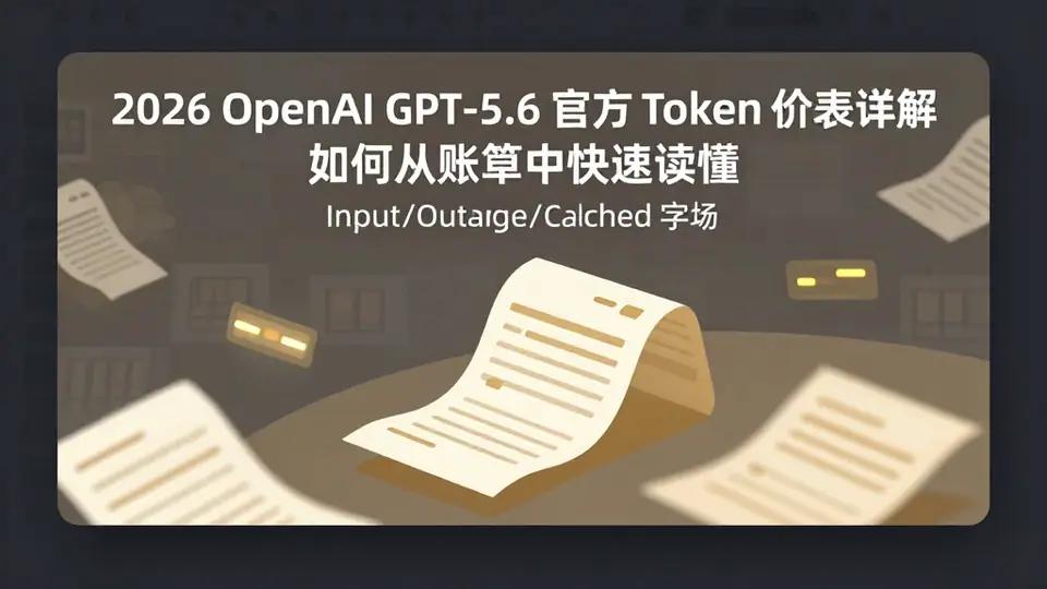 封面:2026 OpenAI GPT-5.6 官方 Token 价表详解:如何从账单中快速读懂 Input/Output/Cached 字段