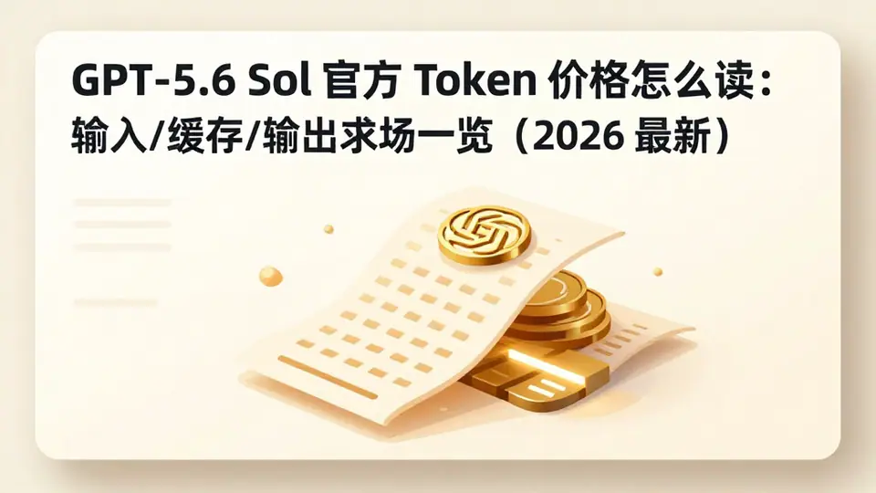 封面:GPT-5.6 Sol 官方 Token 价格怎么读:输入/缓存/输出字段一览(2026 最新)
