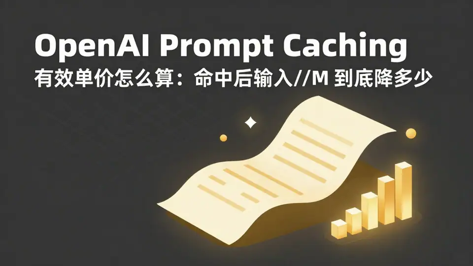 封面:OpenAI Prompt Caching 有效单价怎么算:命中后输入$/M 到底降多少